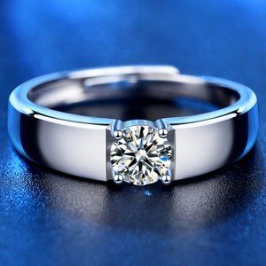 Certified 2ct. t.w. Diamond Moissanite Mens Engagement Ring NEW